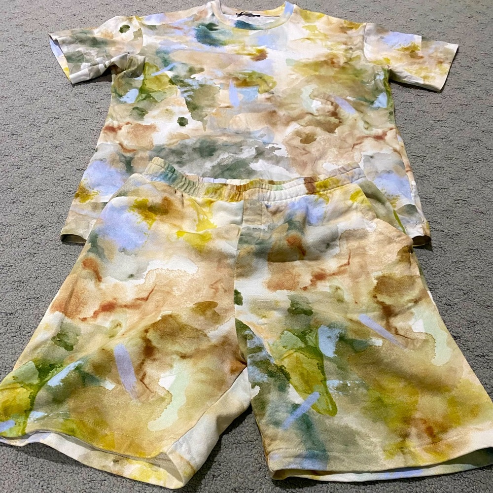 WATERCOLOR PRINT T-SHIRT & SHORTS SET - ZARA